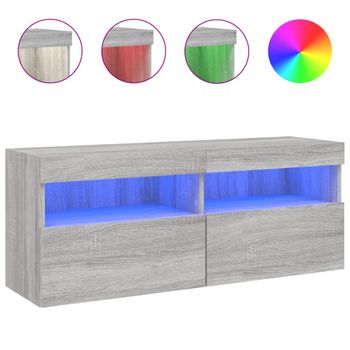 Vidaxl Mueble De Tv De Pared Con Luces Led Gris Sonoma 100x30x40 Cm