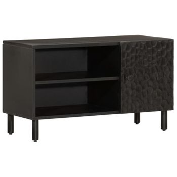 Vidaxl Mueble De Tv Madera Maciza De Mango Negro 80x31x46 Cm