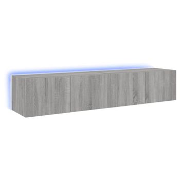 Vidaxl Muebles Tv De Pared Con Luces Led 2 Uds Gris Sonoma 80x35x31 Cm