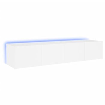 Vidaxl Muebles De Tv De Pared Con Luces Led 2 Uds Blanco 80x35x31 Cm