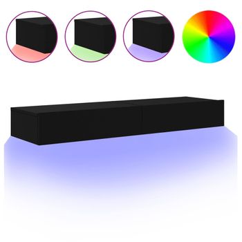 Vidaxl Muebles De Tv Con Luces Led 2 Uds Negro 60x35x15,5 Cm