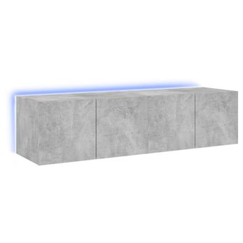 Vidaxl Muebles Tv De Pared Luces Led 2 Uds Gris Hormigón 60x35x31 Cm