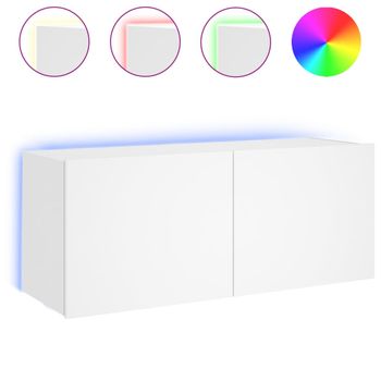 Vidaxl Mueble De Tv De Pared Con Luces Led Blanco 100x35x41 Cm