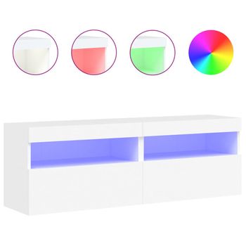 Vidaxl Muebles De Tv De Pared Con Luces Led 2 Uds Blanco 60x30x40 Cm