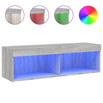 Vidaxl Mueble Para Tv Con Luces Led Gris Sonoma 100x30x30 Cm