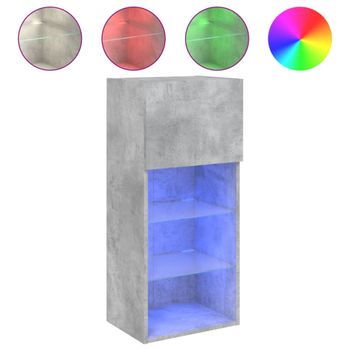 Vidaxl Mueble Para Tv Con Luces Led Gris Hormigón 40,5x30x90 Cm