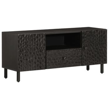 Vidaxl Mueble De Tv Madera Maciza De Mango Negro 105x33x46 Cm