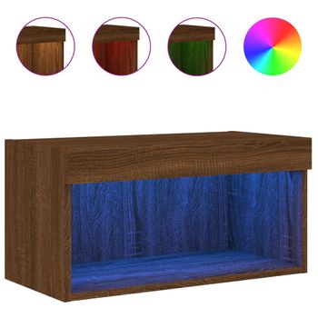 Vidaxl Mueble Para Tv Con Luces Led Roble Marrón 60x30x30 Cm