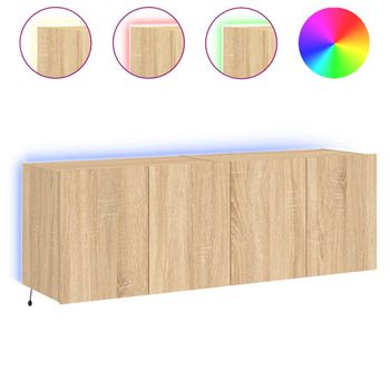 Vidaxl Muebles De Tv De Pared Luces Led 2 Uds Roble Sonoma 60x35x41 Cm Marrón