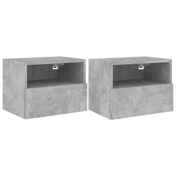 Vidaxl Muebles De Pared Para Tv 2 Uds Madera Gris Hormigón 40x30x30 Cm