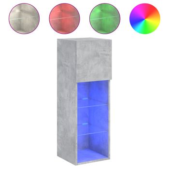 Vidaxl Mueble Para Tv Con Luces Led Gris Hormigón 30,5x30x90 Cm