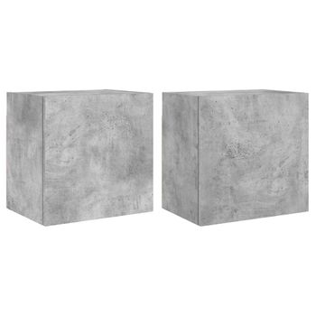 Vidaxl Muebles De Tv De Pared 2 Uds Madera Gris Hormigón 40,5x30x40 Cm