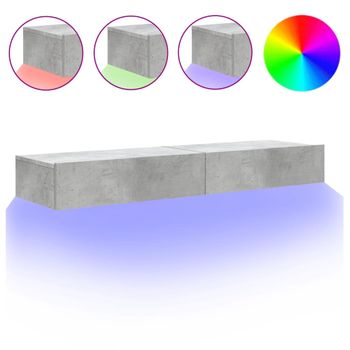 Vidaxl Mueble De Tv Con Luces Led 2 Uds Gris Hormigón 60x35x15,5 Cm