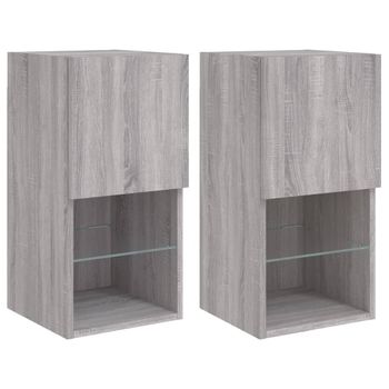 Vidaxl Muebles Para Tv Con Luces Led 2 Uds Gris Sonoma 30,5x30x60 Cm