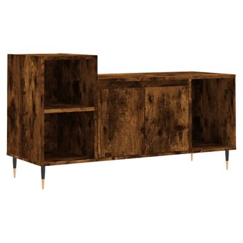 Vidaxl Mueble Para Tv Madera Contrachapada Roble Ahumado 100x35x55 Cm Marrón