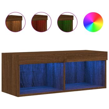 Vidaxl Mueble Para Tv Con Luces Led Roble Marrón 80x30x30 Cm