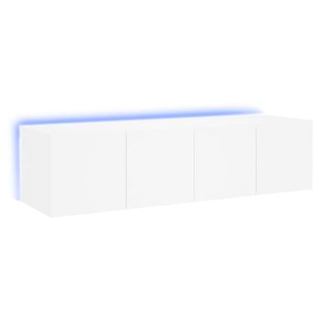 Vidaxl Muebles De Tv De Pared Con Luces Led 2 Uds Blanco 60x35x31 Cm