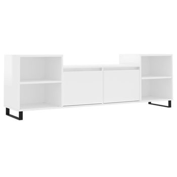 Vidaxl Mueble Para Tv Madera Contrachapada Blanco Brillo 160x35x55 Cm