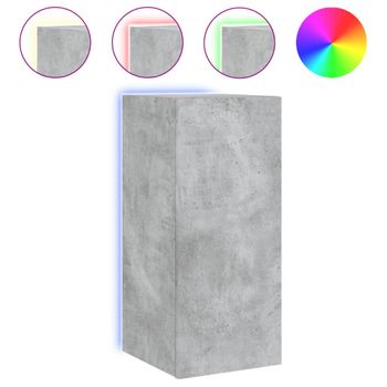 Vidaxl Mueble De Tv De Pared Con Luces Led Gris Hormigón 30,5x35x70 Cm