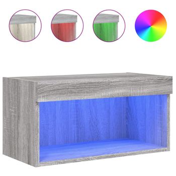 Vidaxl Mueble Para Tv Con Luces Led Gris Sonoma 60x30x30 Cm