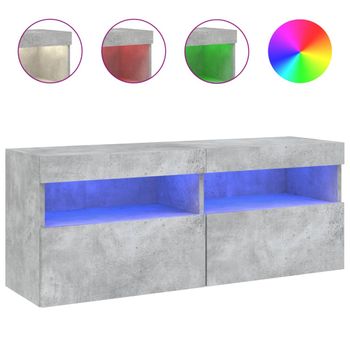 Vidaxl Mueble De Tv De Pared Con Luces Led Gris Hormigón 100x30x40 Cm