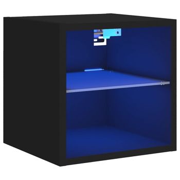 Vidaxl Mueble De Tv De Pared Con Luces Led Negro 30x28,5x30 Cm