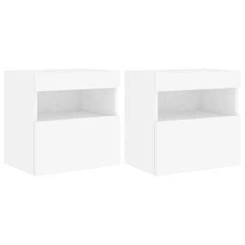 Vidaxl Muebles De Tv De Pared Con Luces Led 2 Uds Blanco 40x30x40 Cm