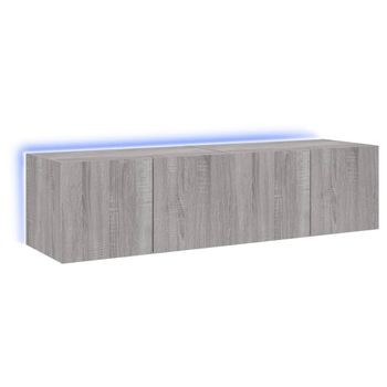 Vidaxl Muebles Tv De Pared Con Luces Led 2 Uds Gris Sonoma 60x35x31 Cm