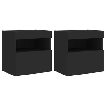 Vidaxl Muebles De Tv De Pared Con Luces Led 2 Uds Negro 40x30x40 Cm