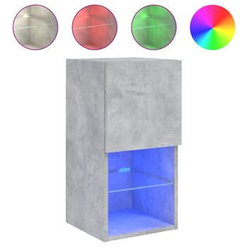 Vidaxl Mueble Para Tv Con Luces Led Gris Hormigón 30,5x30x60 Cm