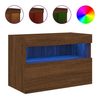 Vidaxl Mueble De Tv De Pared Con Luces Led Roble Marrón 60x30x40 Cm