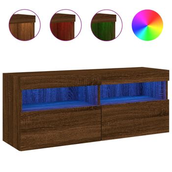 Vidaxl Mueble De Tv De Pared Con Luces Led Roble Marrón 100x30x40 Cm