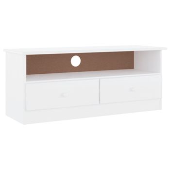 Vidaxl Mueble De Tv Con Cajones Alta Madera De Pino Blanco 100x35x41cm