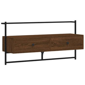 Vidaxl Mueble Tv De Pared Madera Ingeniería Marrón Roble 100,5x30x51cm