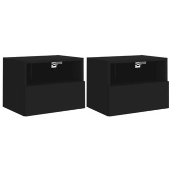 Vidaxl Muebles De Pared Tv 2 Uds Madera Ingeniería Negro 40x30x30 Cm