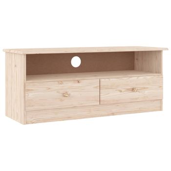 Vidaxl Mueble De Tv Con Cajones Alta Madera Maciza Pino 100x35x41 Cm Marrón