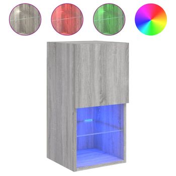 Vidaxl Mueble Para Tv Con Luces Led Gris Sonoma 30,5x30x60 Cm