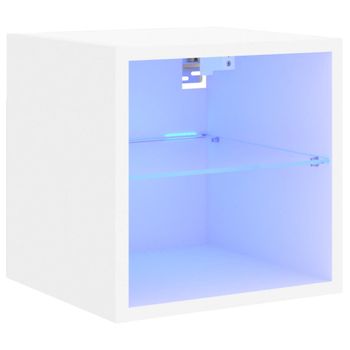 Vidaxl Mueble De Tv De Pared Con Luces Led Blanco 30x28,5x30 Cm