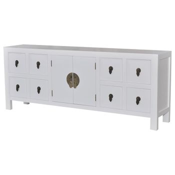 Vidaxl Mueble De Tv Madera Contrachapada Blanco 110x24x48 Cm