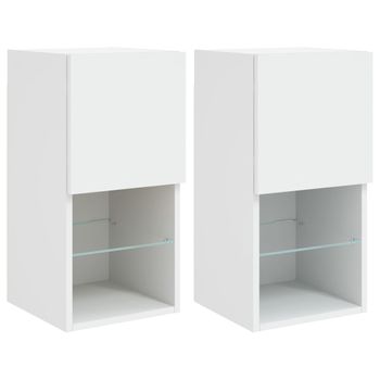 Vidaxl Muebles Para Tv Con Luces Led 2 Uds Blanco 30,5x30x60 Cm