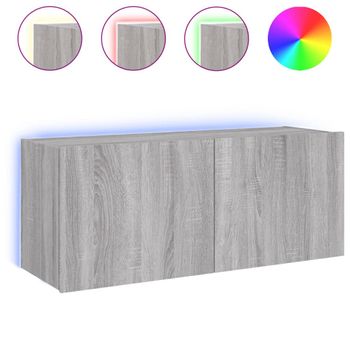 Vidaxl Mueble De Tv De Pared Con Luces Led Gris Sonoma 100x35x41 Cm