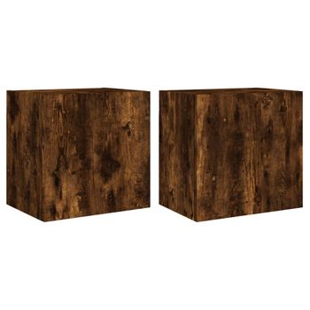 Vidaxl Muebles De Tv Pared 2 Uds Madera Roble Ahumado 40,5x30x40 Cm Marrón