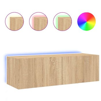 Vidaxl Mueble De Tv De Pared Con Luces Led Roble Sonoma 100x35x31 Cm Marrón