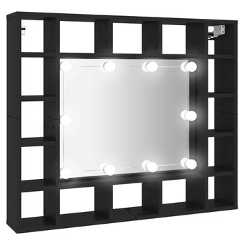 Vidaxl Mueble Con Espejo Y Luces Led Negro 91x15x76,5 Cm