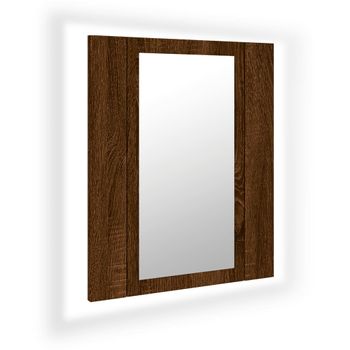 Vidaxl Armario De Baño Con Espejo Led Madera Marrón Roble 40x12x45 Cm