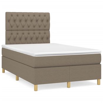 Vidaxl Cama Box Spring Con Colchón Y Led Tela Gris Taupe 120x190 Cm Gris Topo