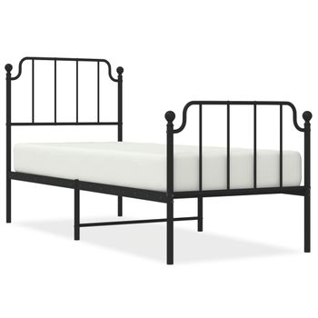 Vidaxl Estructura De Cama Con Cabecero Y Estribo Metal Negro 75x190 Cm