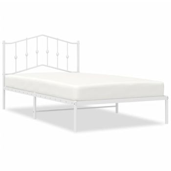 Vidaxl Estructura De Cama De Metal Con Cabecero Blanco 100x200 Cm