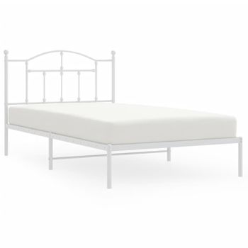 Vidaxl Estructura De Cama De Metal Con Cabecero Blanco 107x203 Cm