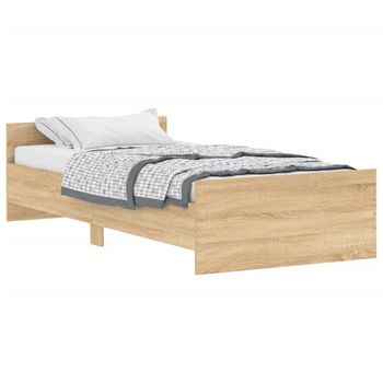 Vidaxl Estructura De Cama Madera Contrachapada Roble Sonoma 90x190 Cm Marrón